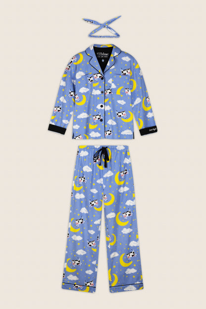 Cows Jumping Over the Moon 3-Piece Flannel PJ Set - PERI
