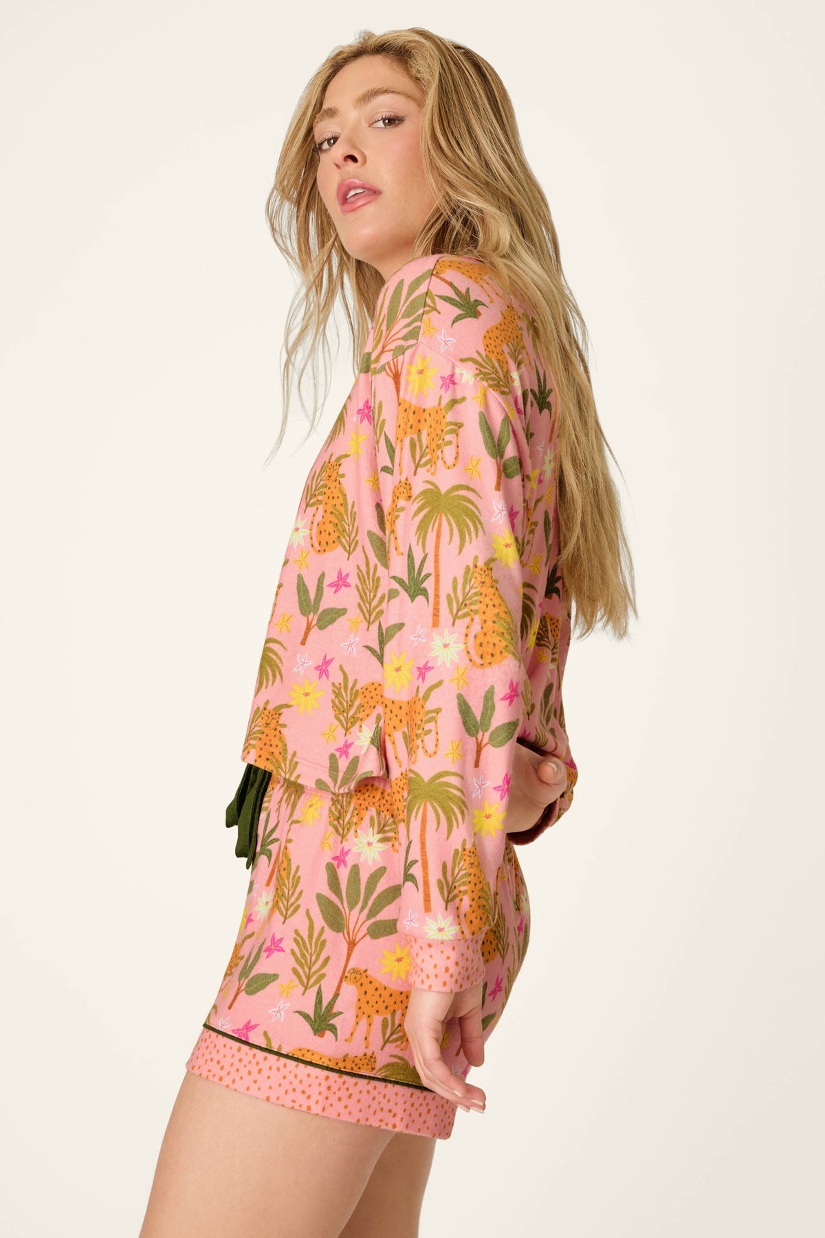 In the Jungle Leopard Safari Long Sleeve Top - BLOSSOM