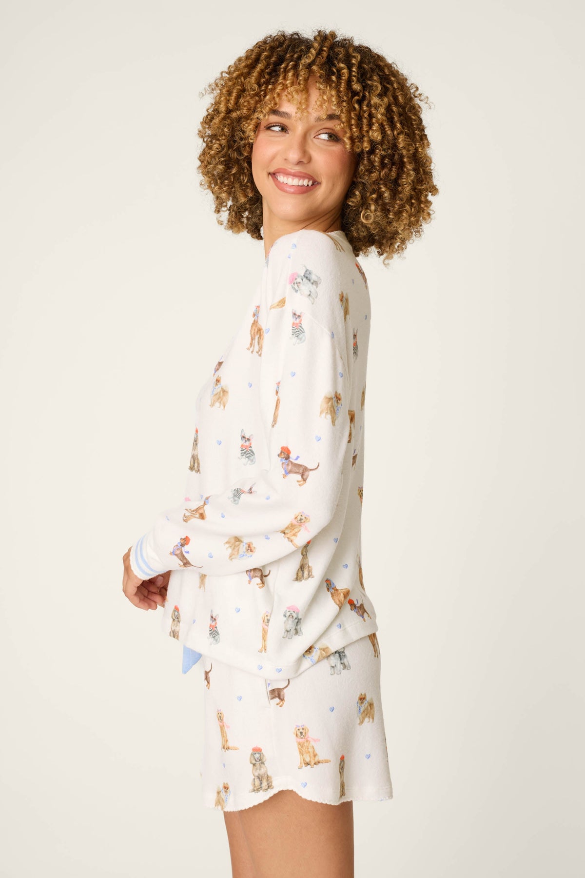 Meet Me in Pawris Dog Print Long Sleeve Top - IVORY