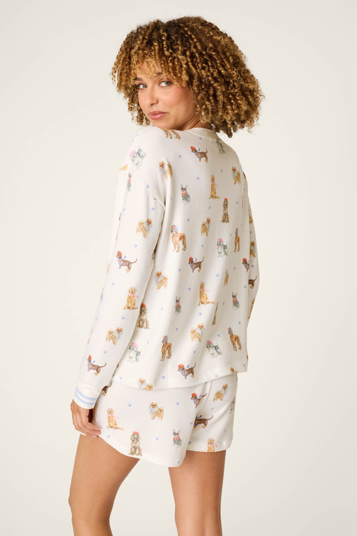 Meet Me in Pawris Dog Print Long Sleeve Top - IVORY