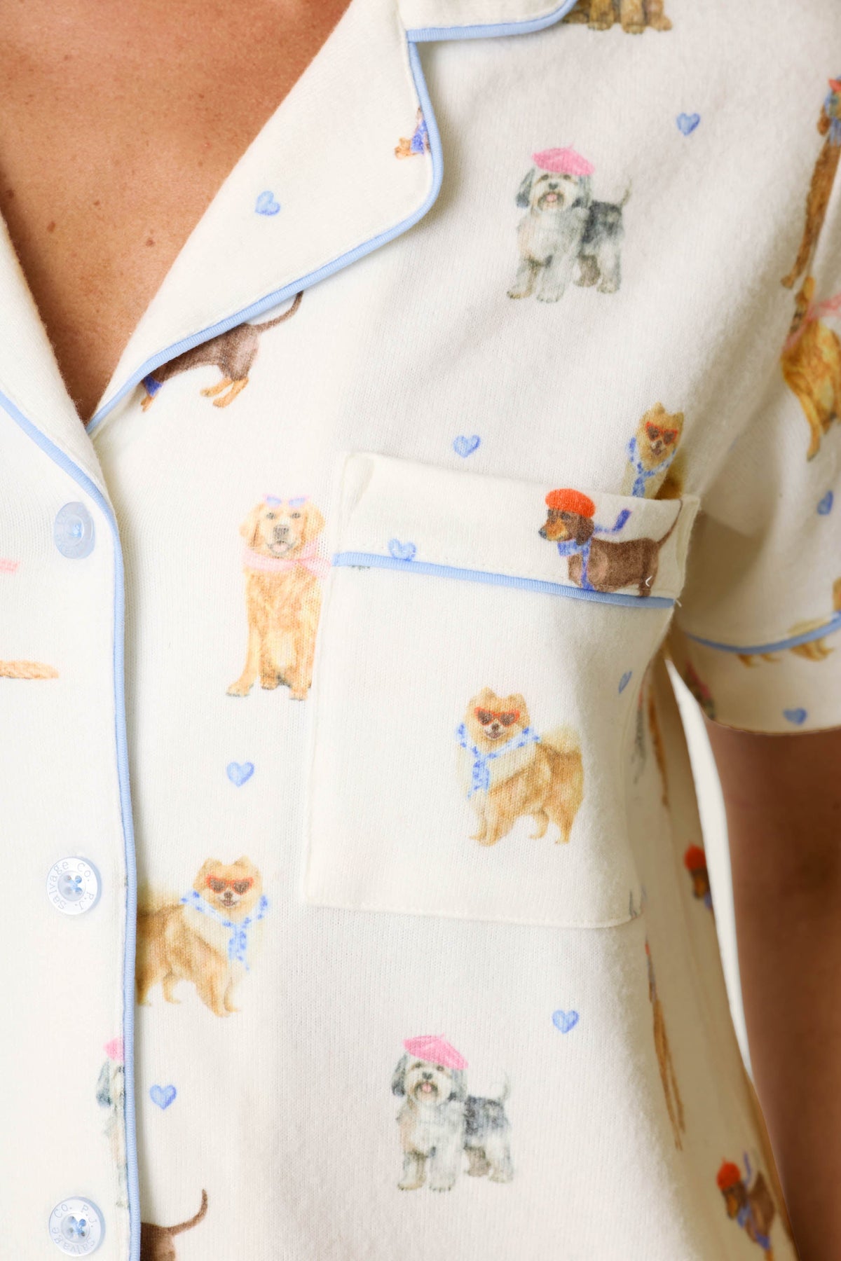 Meet Me in Pawris Dog Print 3-Piece PJ Set - IVORY