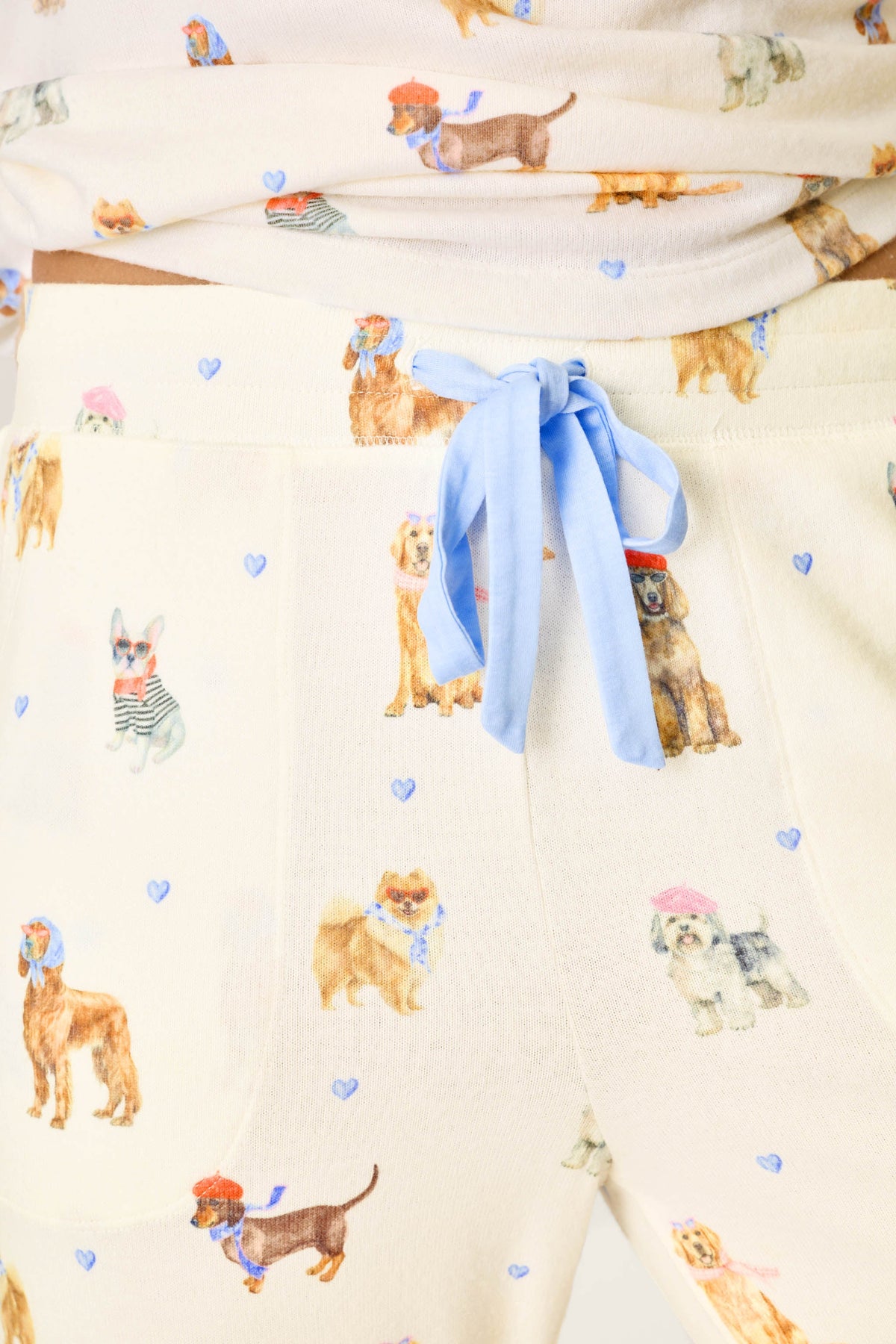 Meet Me in Pawris Dog Print Jogger Pajama Pants - IVORY