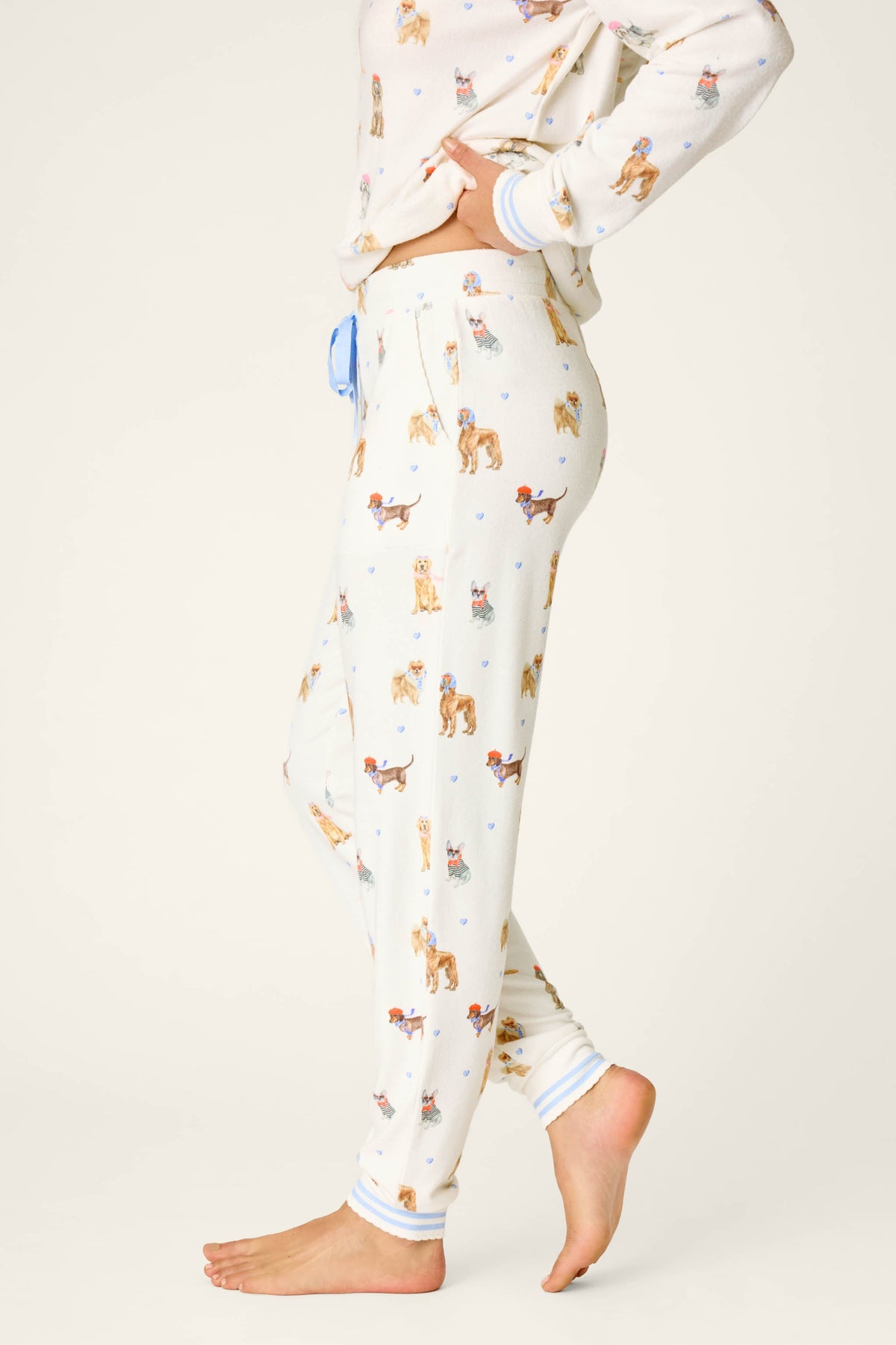 Meet Me in Pawris Dog Print Jogger Pajama Pants - IVORY