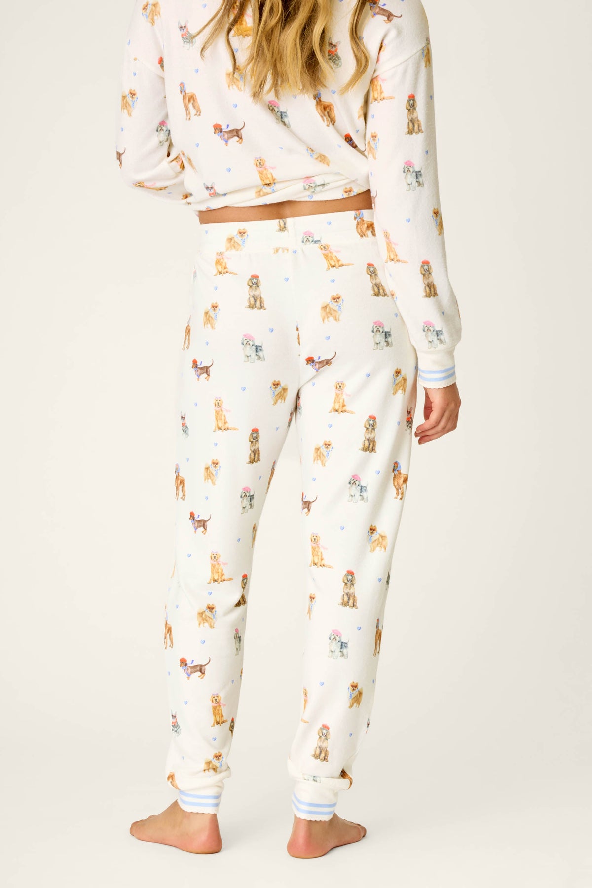 Meet Me in Pawris Dog Print Jogger Pajama Pants - IVORY
