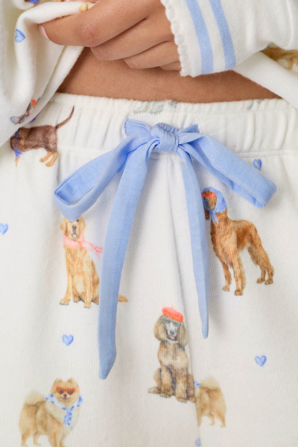 Meet Me in Pawris Dog Print Pajama Shorts - IVORY