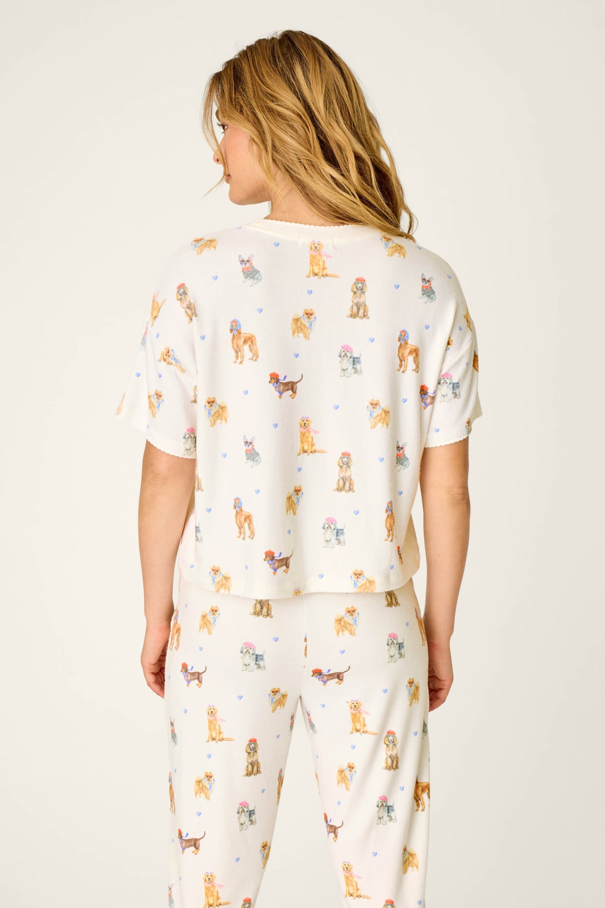 Meet Me in Pawris Dog Print Short Sleeve Top - IVORY