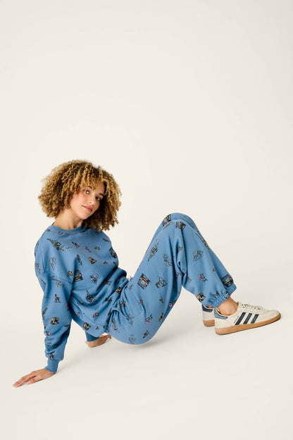 Nature Is My Therapy Nature Print Good Hang Joggers - LIGHT STEEL