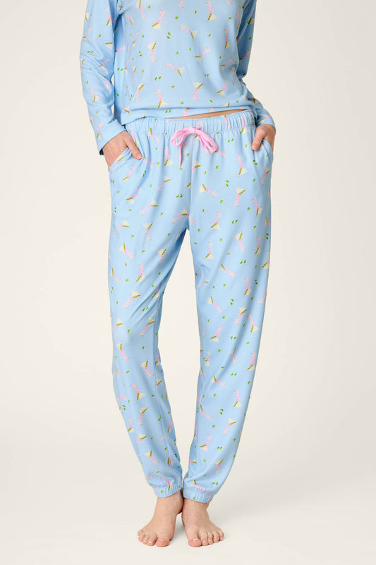 Olive You Martini Print Jogger Pajama Pants - BREEZE