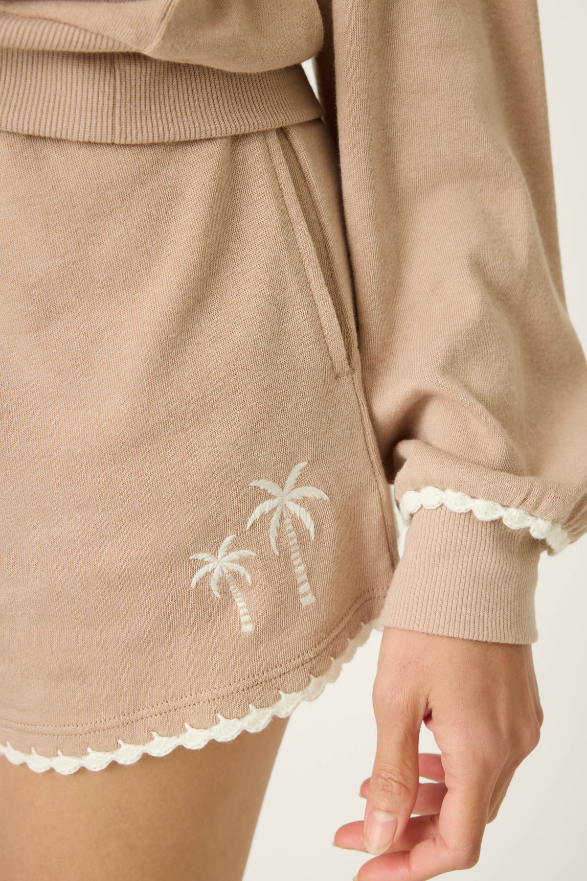 Palms Away Warm Taupe Lounge Shorts - WARM TAUPE