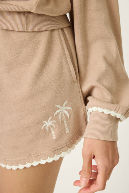 Palms Away Warm Taupe Lounge Shorts - WARM TAUPE