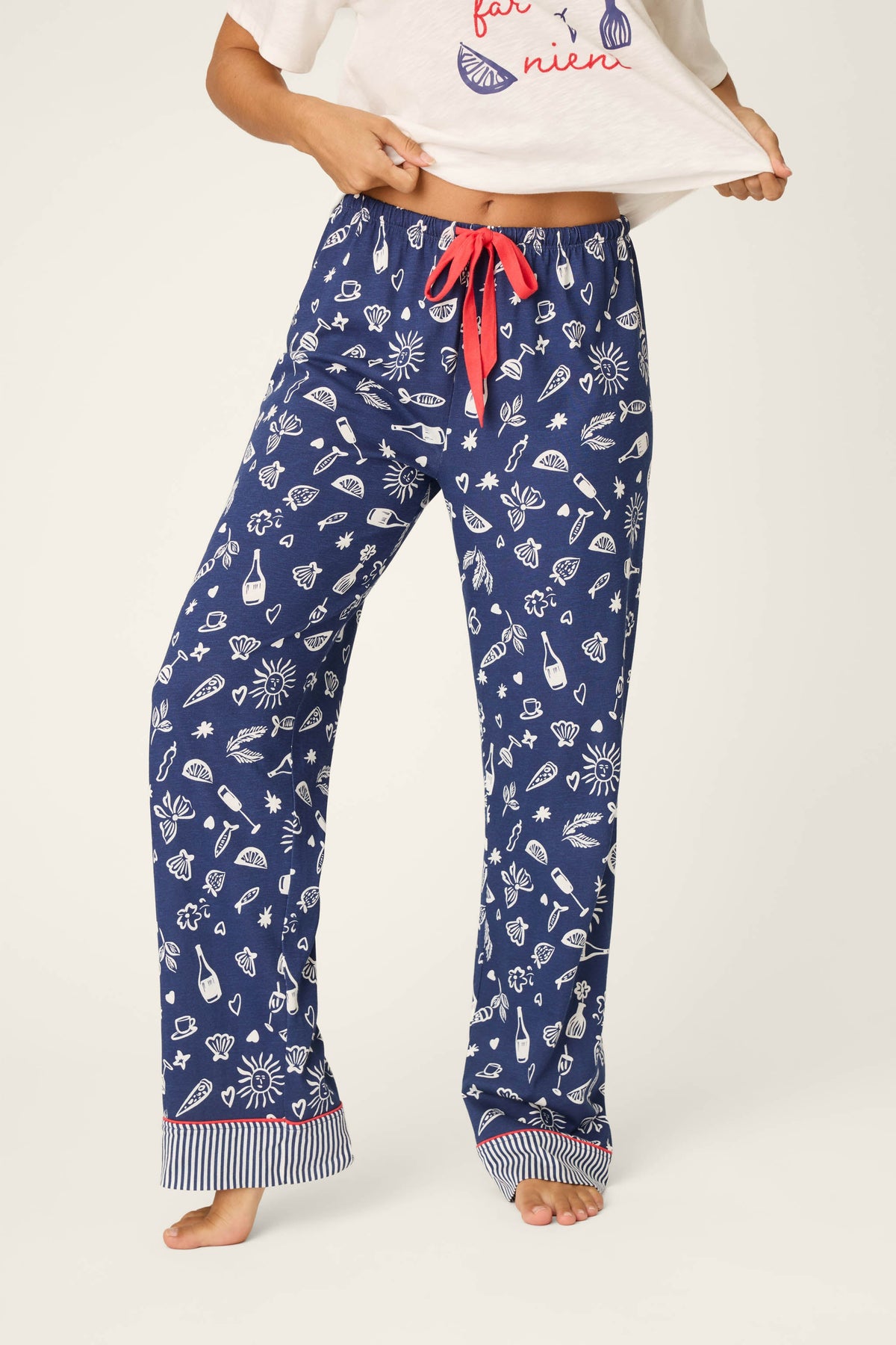 Playful Prints Al Fresco Bistro Pajama Pants - DARK NAVY