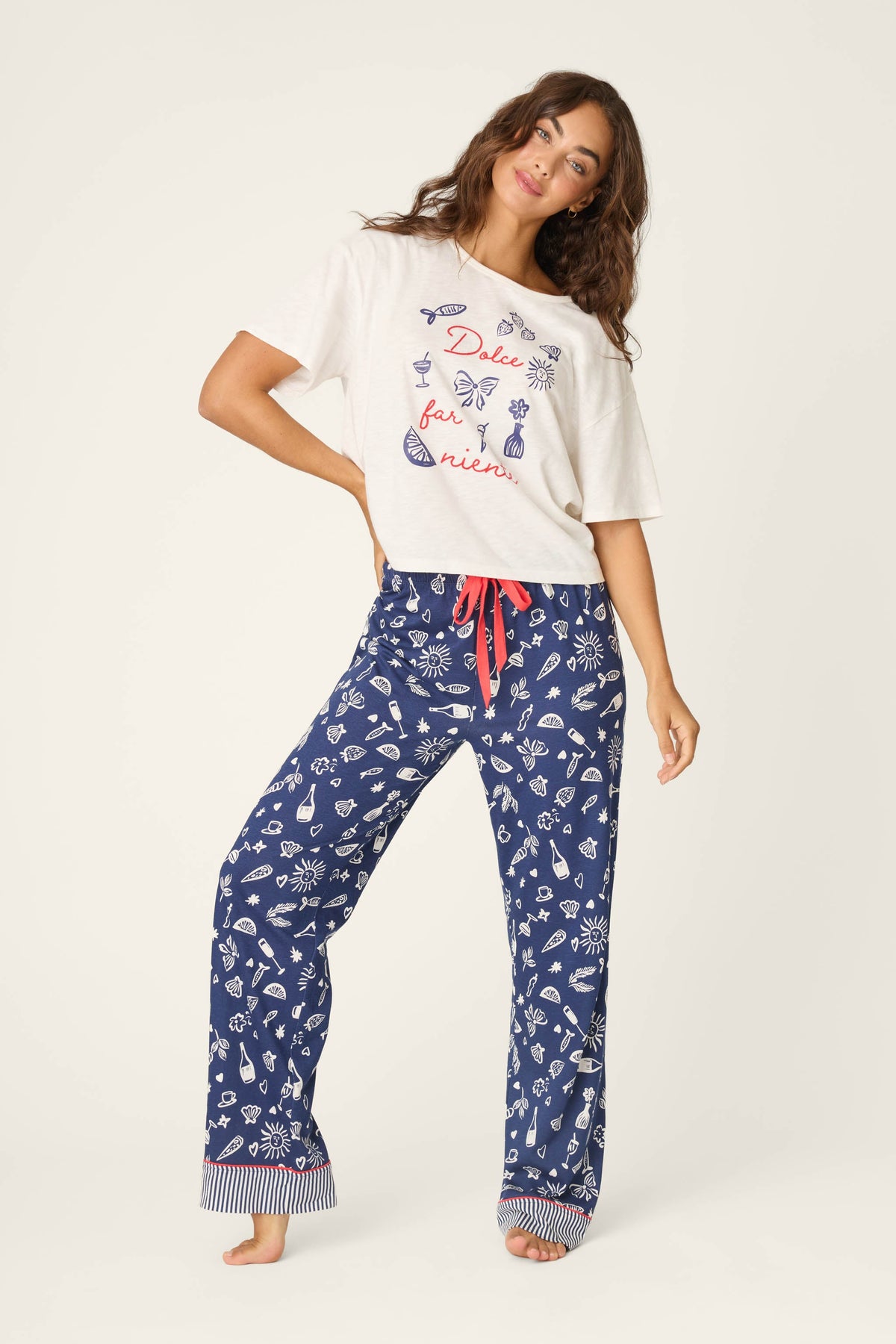 Playful Prints Al Fresco Bistro Pajama Pants - DARK NAVY