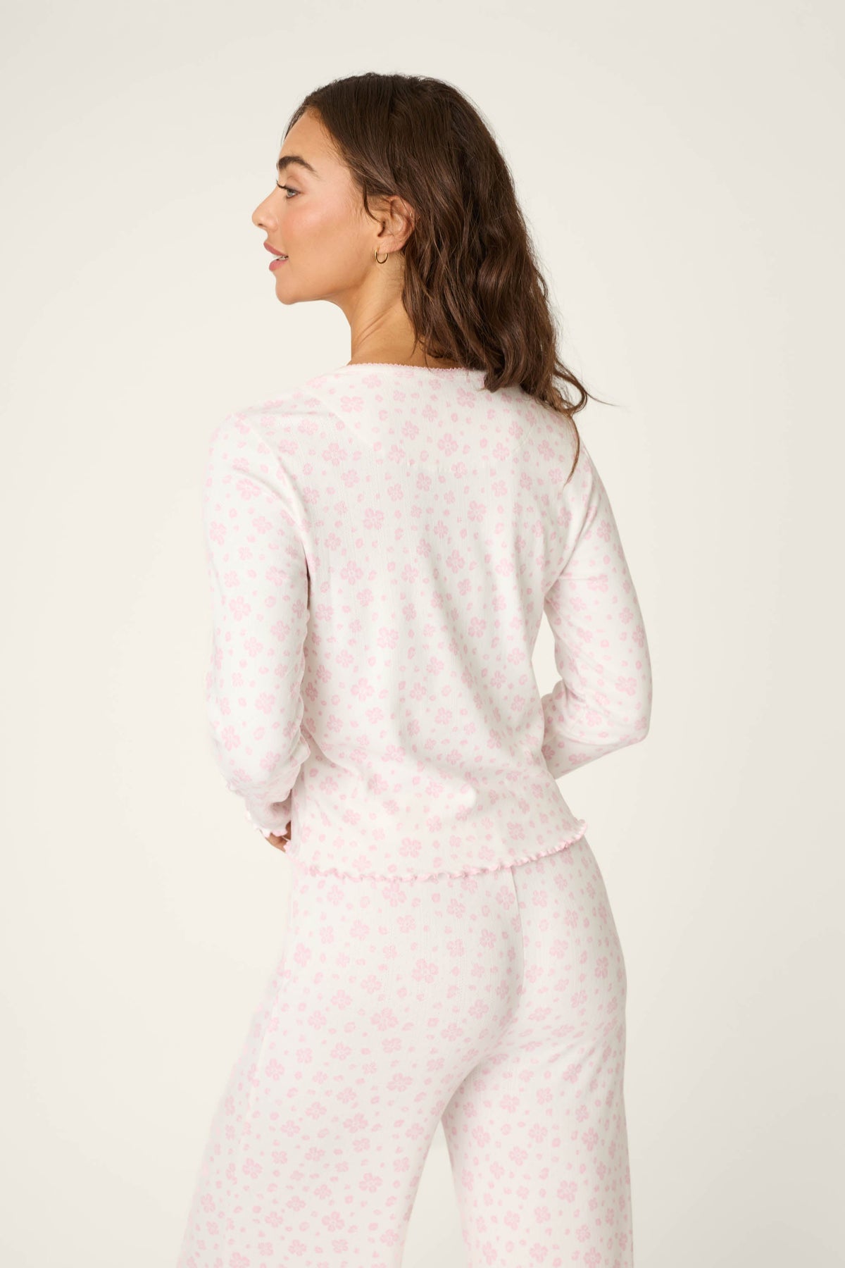 Pretty Petals Sweet Pink Floral Print Long Sleeve Top - SWEET PINK