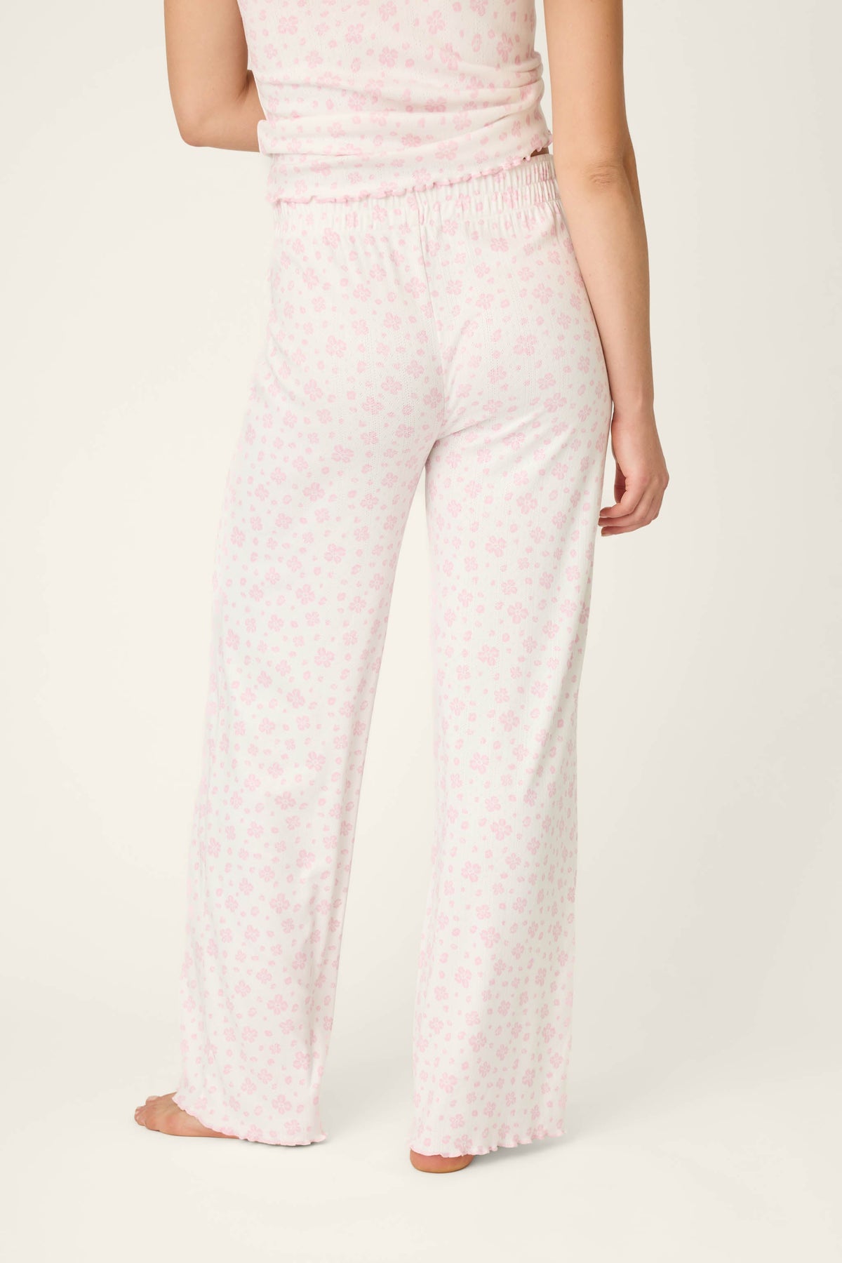 Pretty Petals Sweet Pink Floral Print Open Leg Pants - SWEET PINK