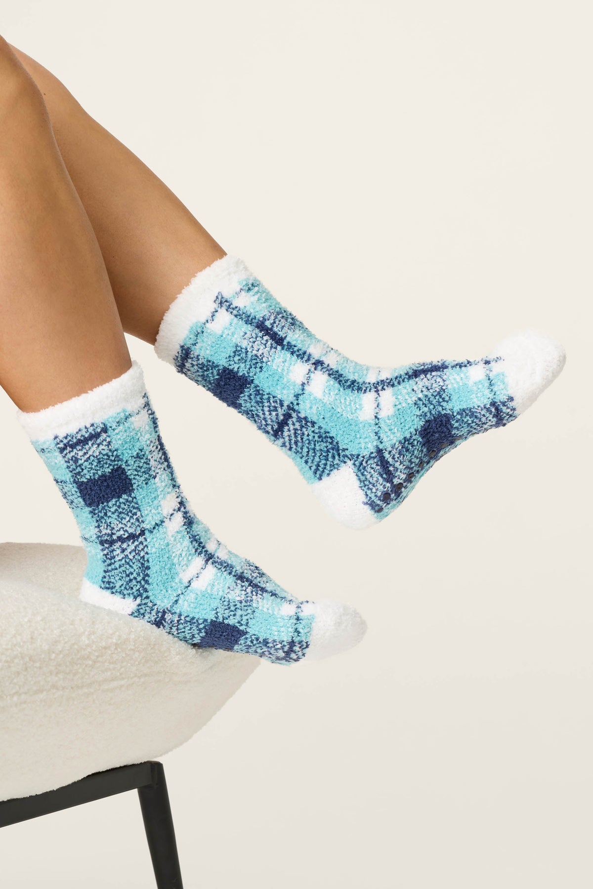 Plaid About You Blue & Green Plaid Socks - BLUE GREEN