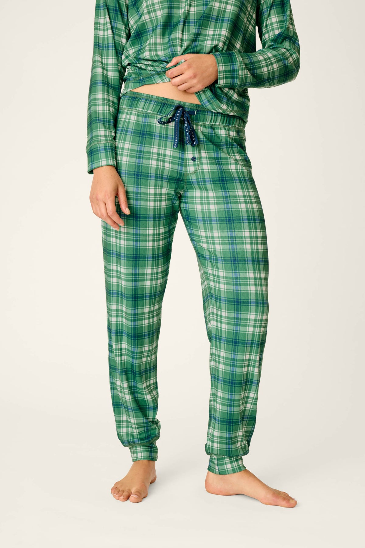 Plaid About You Blue & Green Plaid Jogger Pajama Pants - BLUE GREEN