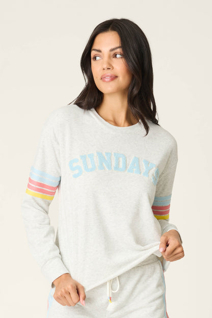 Sunday Funday Boucle "Sundays" Sweatshirt - H CLOUD