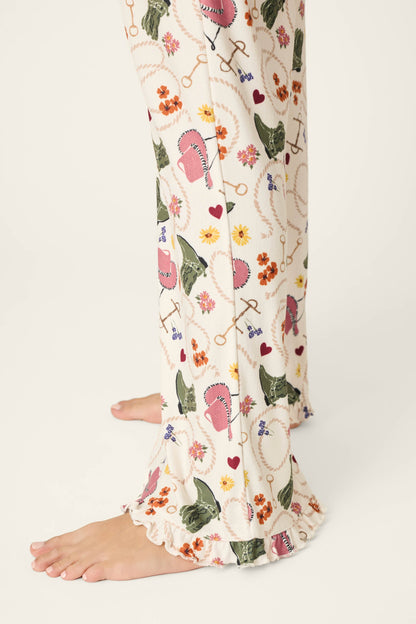 Saddle Up Western Print Pajama Pants - NUDE