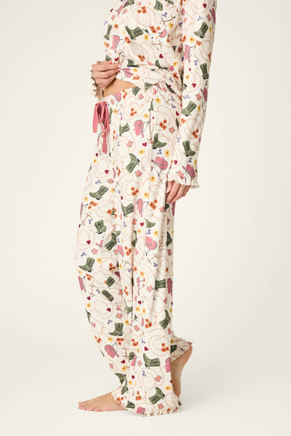 Saddle Up Western Print Pajama Pants - NUDE