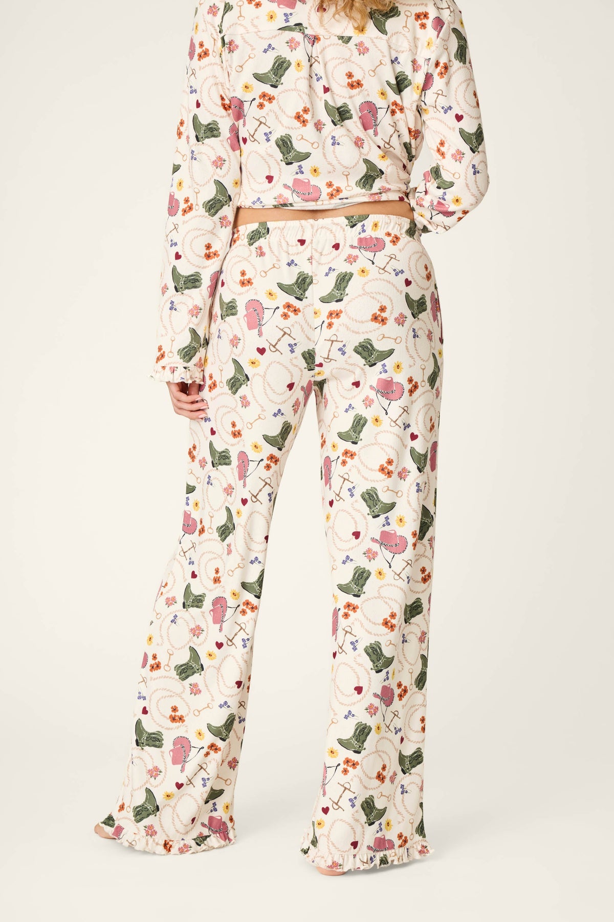Saddle Up Western Print Pajama Pants - NUDE