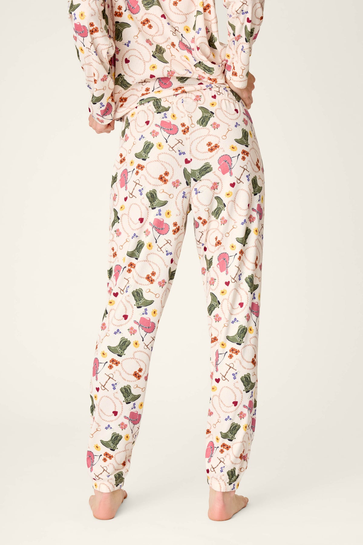 Saddle Up Western Print Pajama Jogger Pants - NUDE