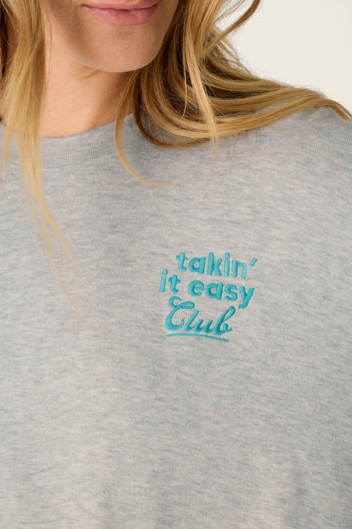 Takin’ It Easy Club Striped Long Sleeve Top - HEATHER GREY