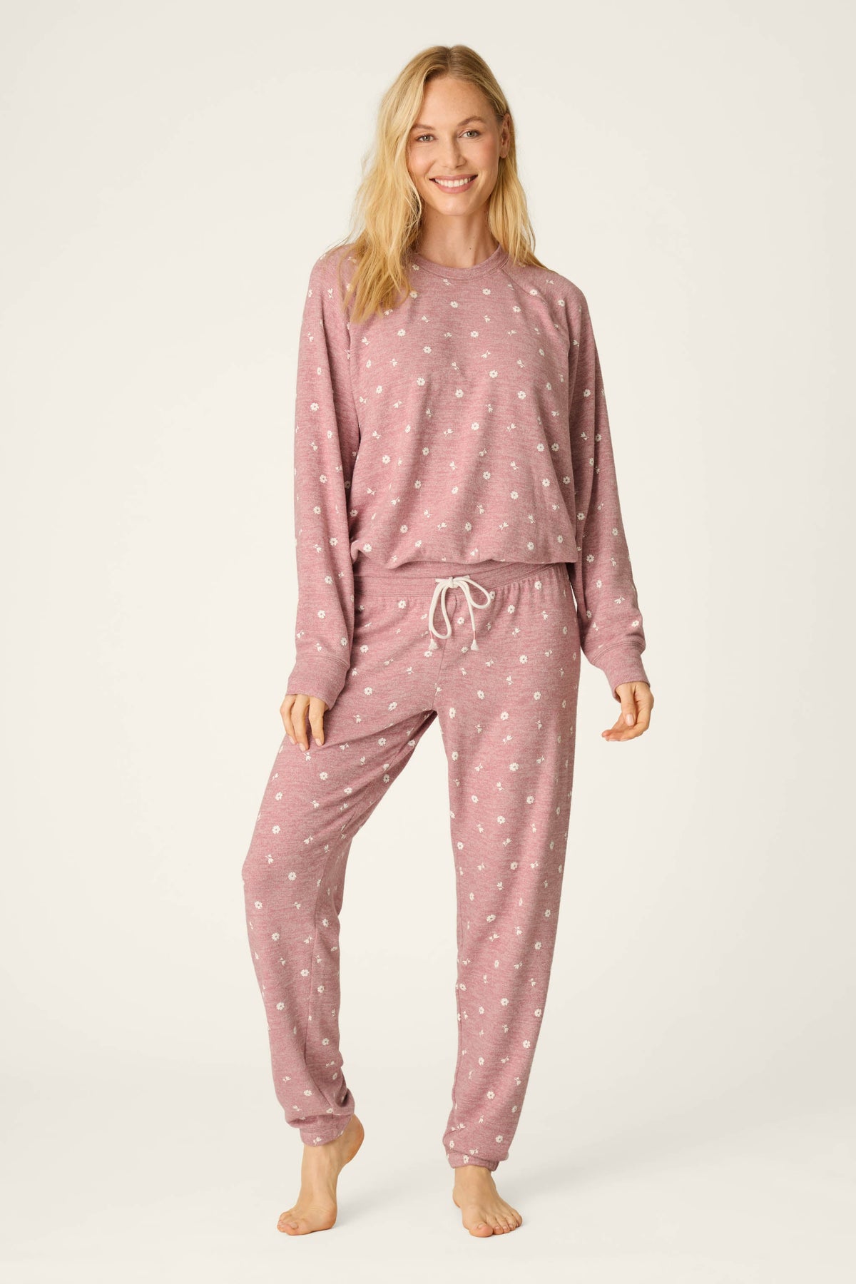 Tiny Blooms Polka Dot Long Sleeve Top - H DARK ROSE