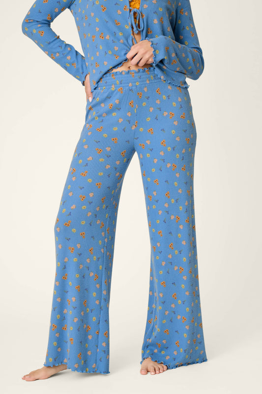 Tiny Blooms Paris Blue Floral Print Pajama Pants - PARIS BLUE