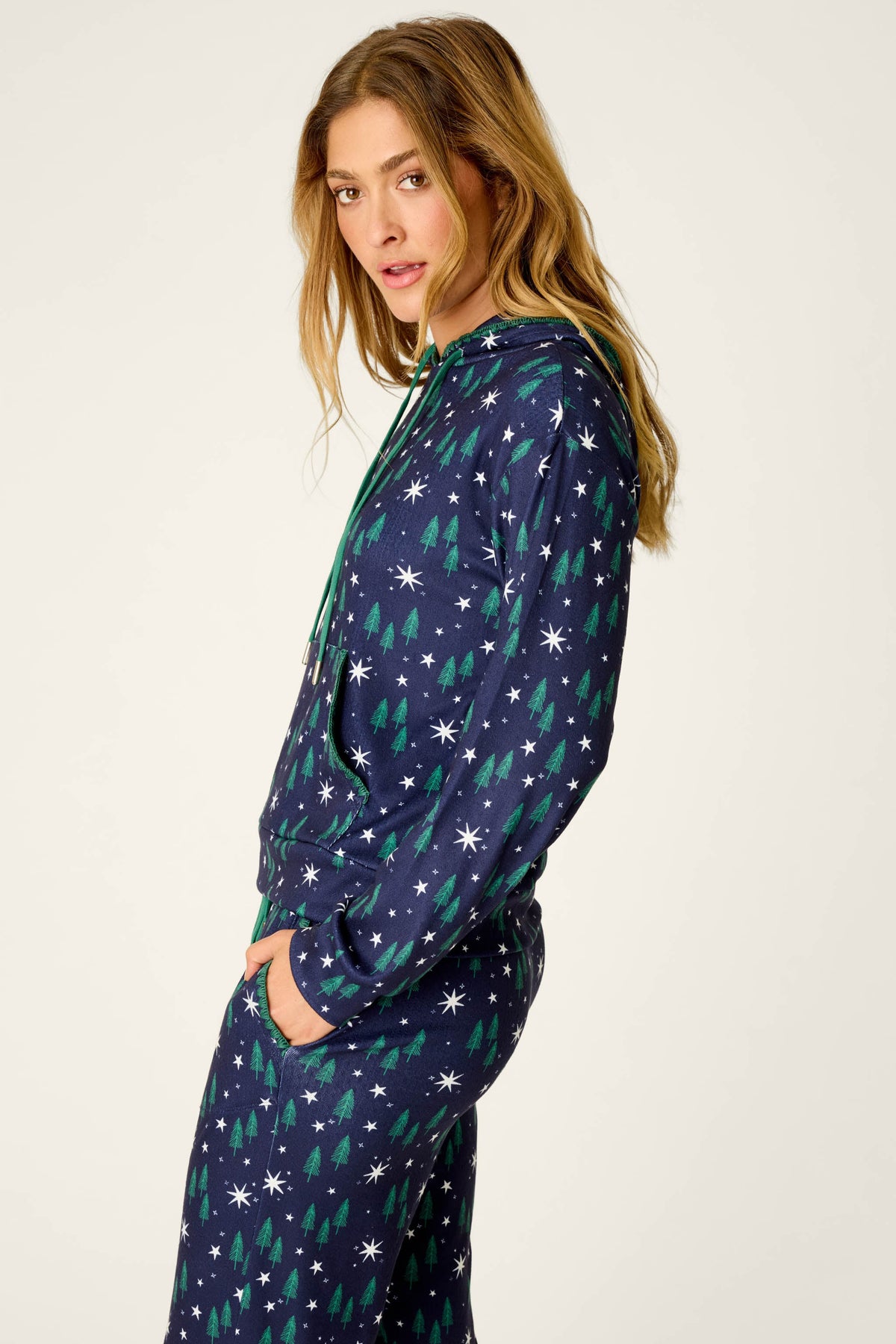 Under the Stars Magical Forest Print Hoodie - BLUE INK