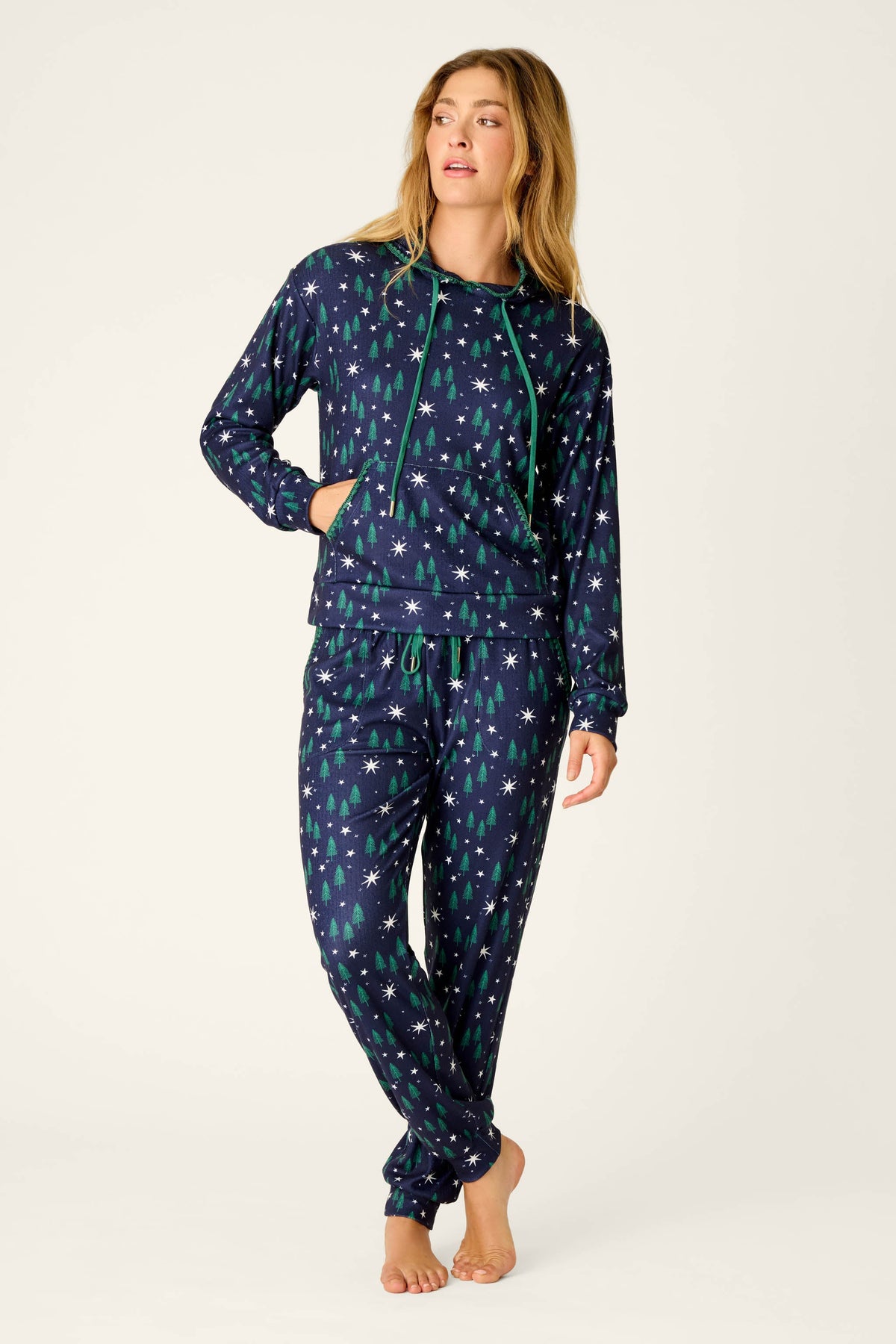 Under the Stars Magical Forest Print Hoodie - BLUE INK