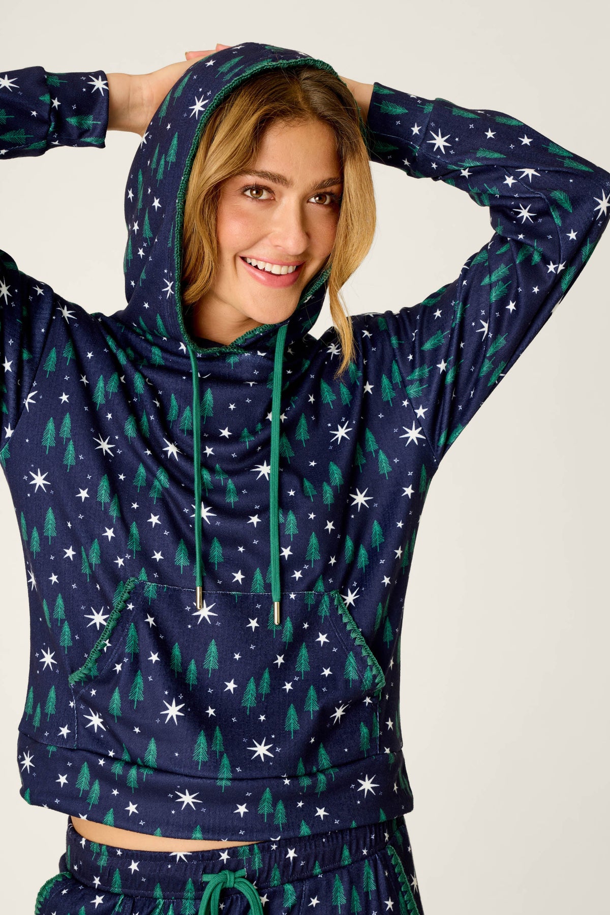 Under the Stars Magical Forest Print Hoodie - BLUE INK