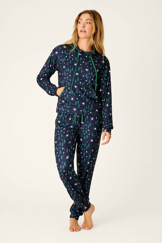 Under the Stars Magical Forest Print Hoodie & Jogger Set - BLUE INK