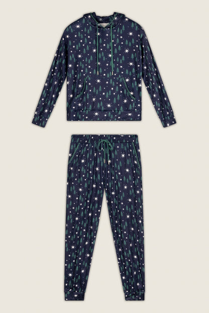 Under the Stars Magical Forest Print Hoodie & Jogger Set - BLUE INK