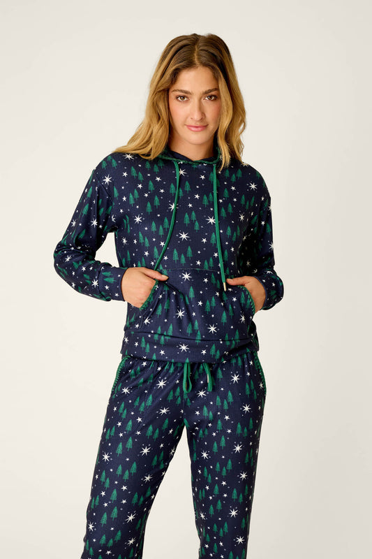 Under the Stars Magical Forest Print Hoodie & Jogger Set - BLUE INK