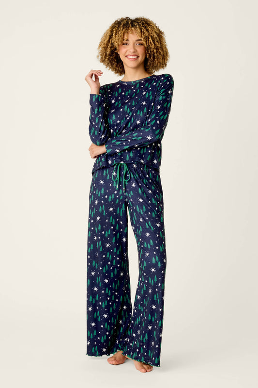 Under the Stars Magical Forest Print Lounge Set - BLUE INK