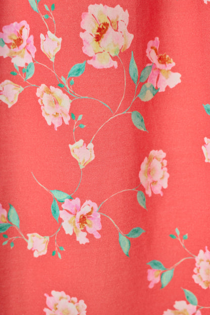 Siesta Dreams Dark Coral Floral Print Pajama Shorts - DARK CORAL