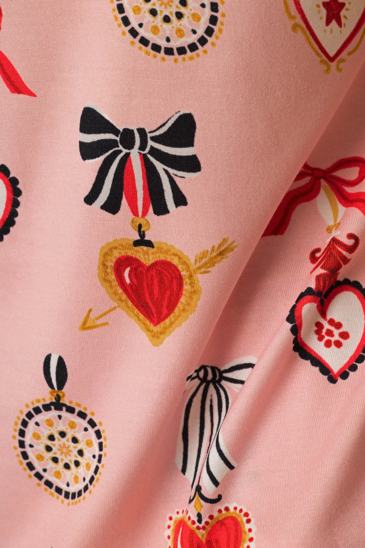 Sweetheart Dreams Love Lockets Print Long Sleeve PJ Set - ICED ROSE