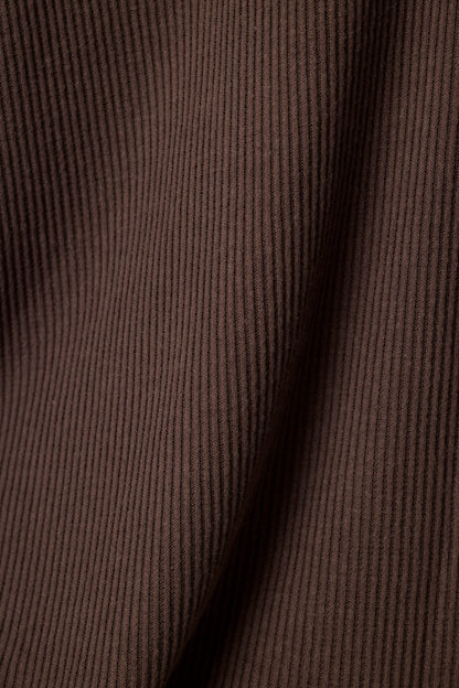 Textured Essentials Chocolate Brown Long Sleeve Top - CHOCOLATE