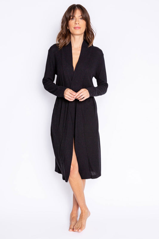 Textured Essentials Black Robe - Black